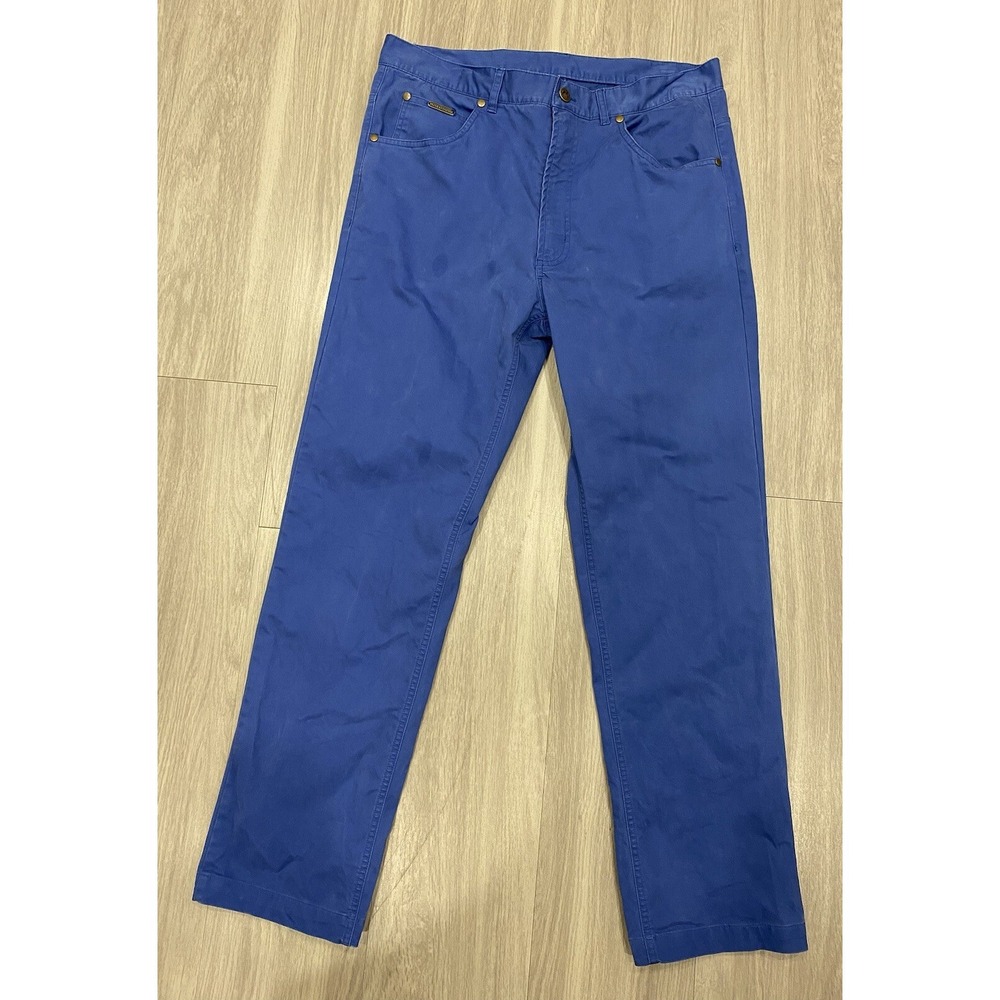 Peter Christian Chino Pants Mens Size 34x32‎ Blue Flat Front Trouser *Stains*